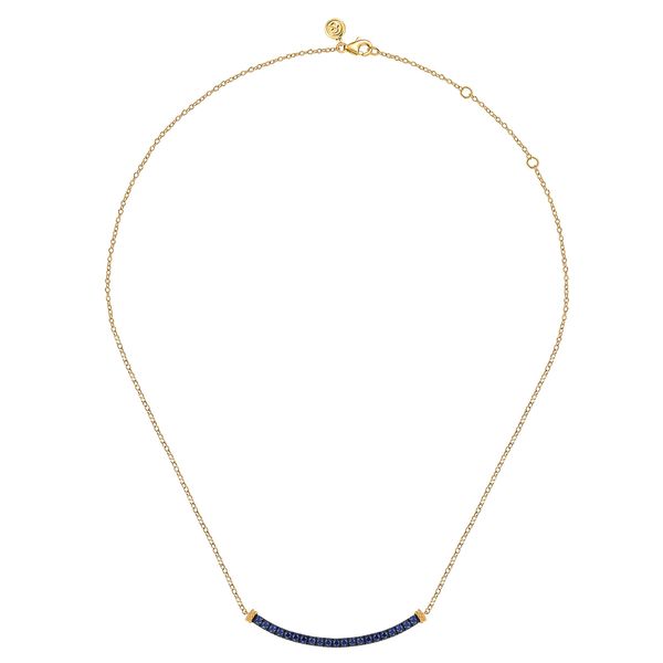 Blue Sapphire Bar Necklace Image 2 Flora Gems Decatur, IL