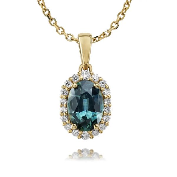 Montana Sapphire and Diamond Pendant Flora Gems Decatur, IL