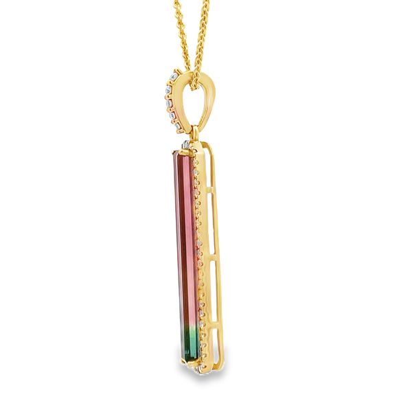 Bi Color Tourmaline and Diamond Pendant Image 2 Flora Gems Decatur, IL