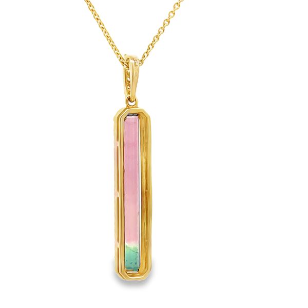 Bi Color Tourmaline and Diamond Pendant Image 3 Flora Gems Decatur, IL