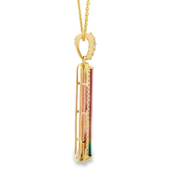 Bi Color Tourmaline and Diamond Pendant Image 4 Flora Gems Decatur, IL