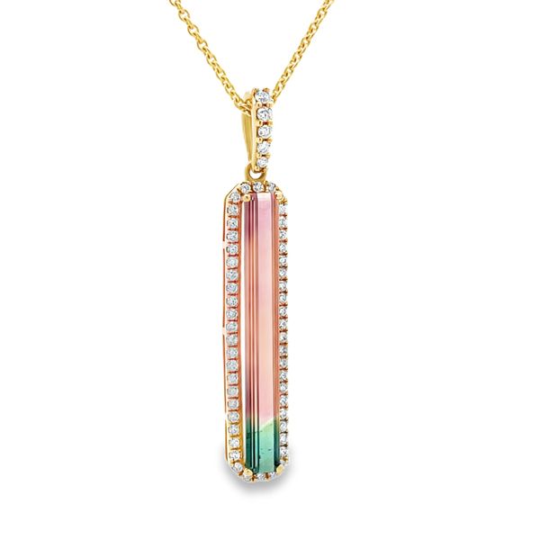 Bi Color Tourmaline and Diamond Pendant Flora Gems Decatur, IL