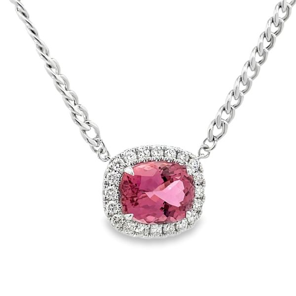 Pink Tourmaline and Diamond Necklace Flora Gems Decatur, IL