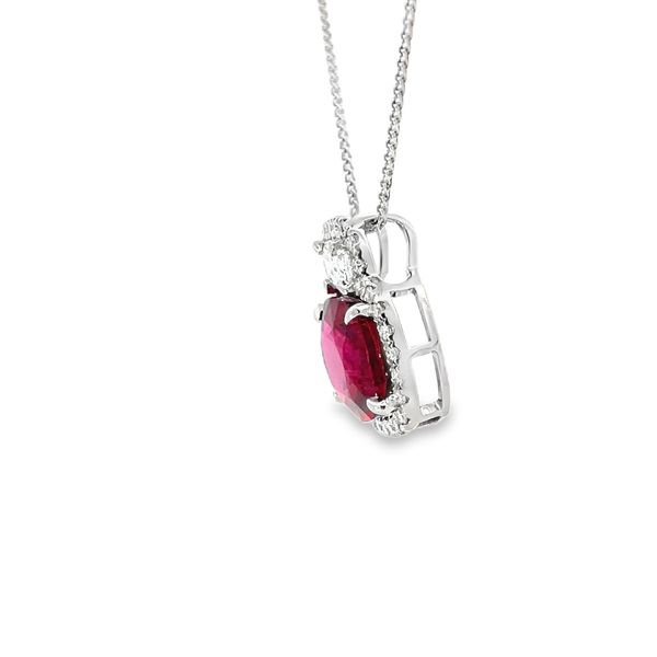 Rubellite Tourmaline and Diamond Necklace Image 2 Flora Gems Decatur, IL