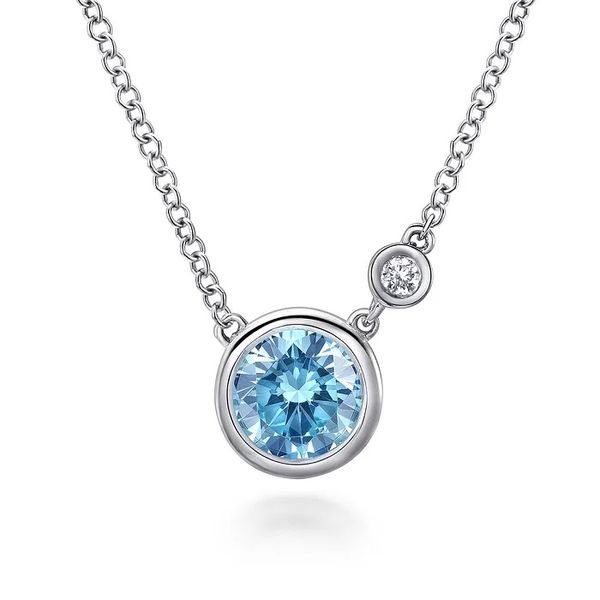 Blue Topaz and Diamond Necklace Flora Gems Decatur, IL