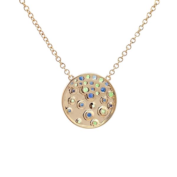 Blue Sapphire and Tsavorite Garnet Necklace Image 3 Flora Gems Decatur, IL