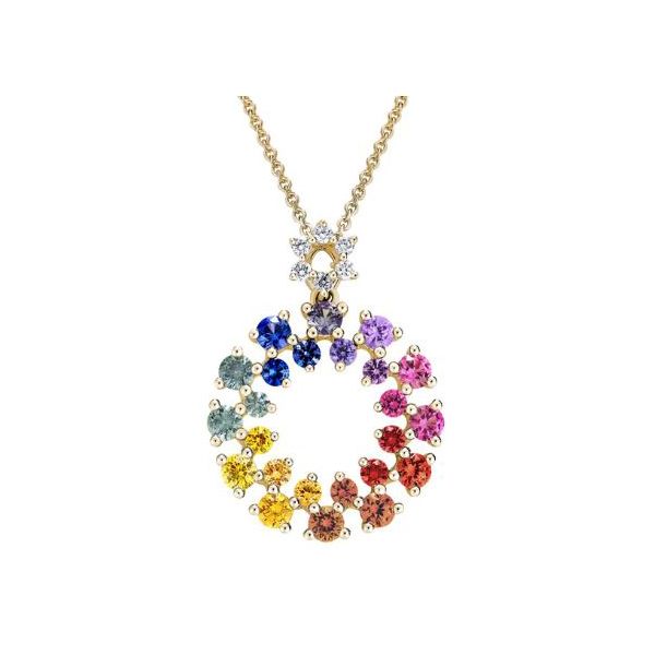 Multi-Colored Sapphire and Diamond Necklace Flora Gems Decatur, IL