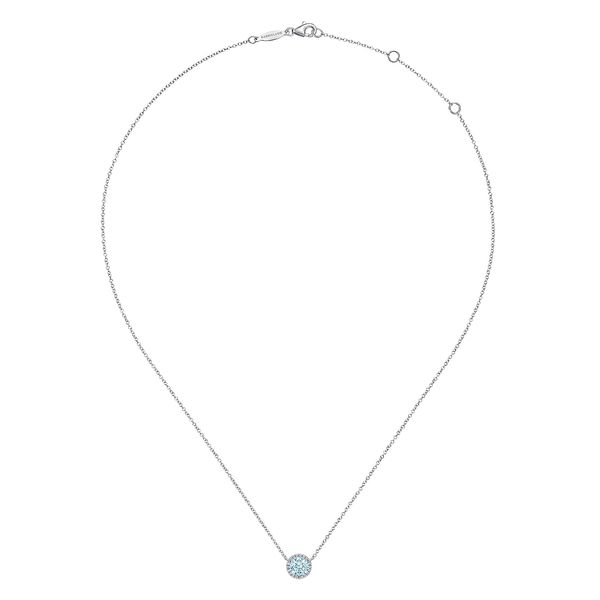 Aquamarine and Diamond Necklace Image 2 Flora Gems Decatur, IL