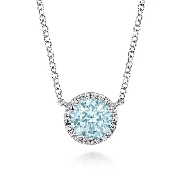 Aquamarine and Diamond Necklace Flora Gems Decatur, IL