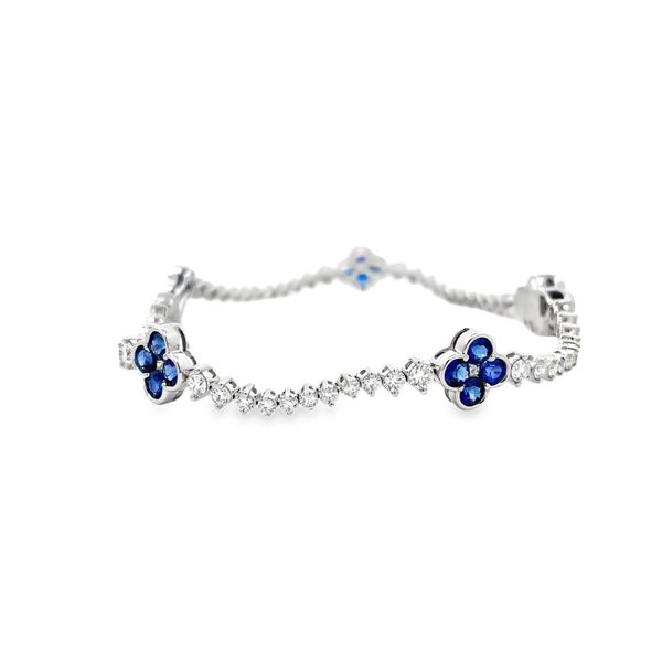Blue Sapphire and Diamond Bracelet Image 2 Flora Gems Decatur, IL