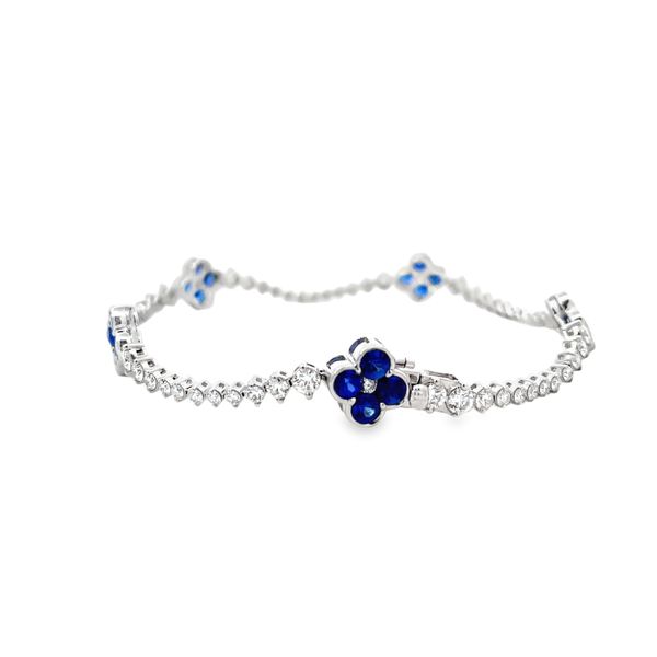 Blue Sapphire and Diamond Bracelet Image 3 Flora Gems Decatur, IL