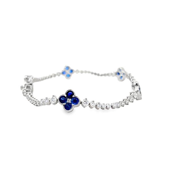 Blue Sapphire and Diamond Bracelet Image 4 Flora Gems Decatur, IL