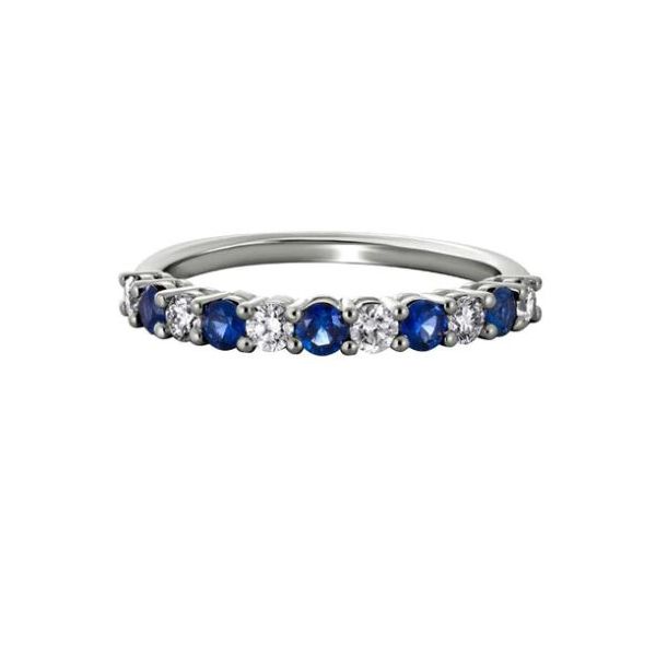 Blue Sapphire and Diamond Stackable Ring Flora Gems Decatur, IL