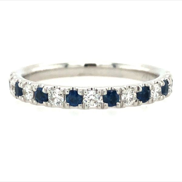 Blue Sapphire and Diamond Stackable Band Flora Gems Decatur, IL
