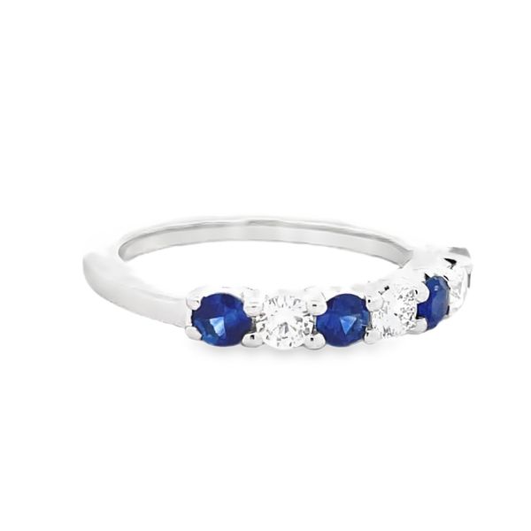Blue Sapphire and Diamond Stackable Ring Flora Gems Decatur, IL