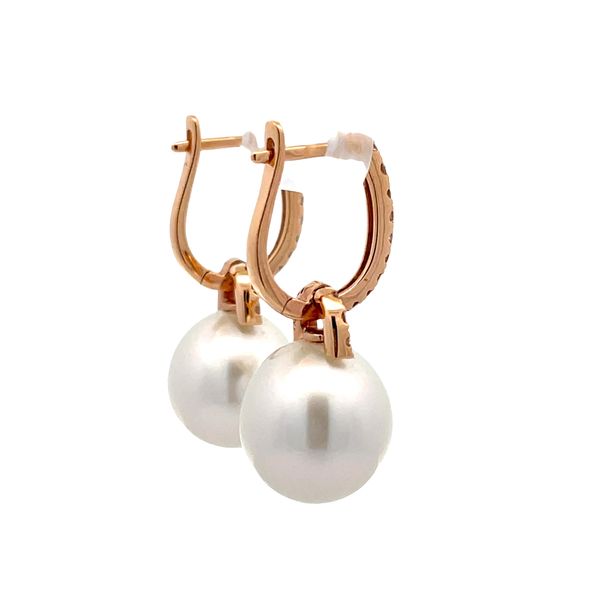 South Sea Pearl and Diamond Earrings Image 4 Flora Gems Decatur, IL