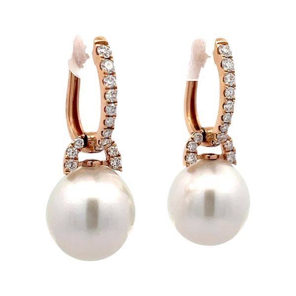 South Sea Pearl and Diamond Earrings Flora Gems Decatur, IL