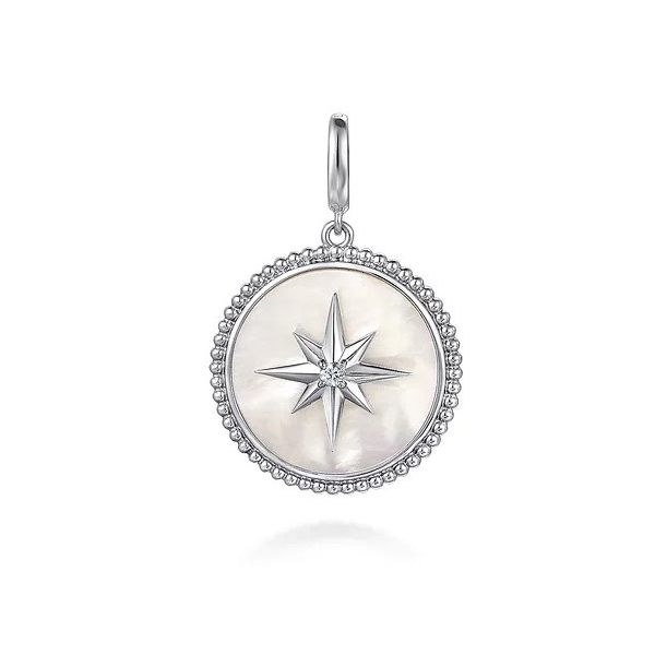 Mother of Pearl and White Sapphire Pendant Flora Gems Decatur, IL