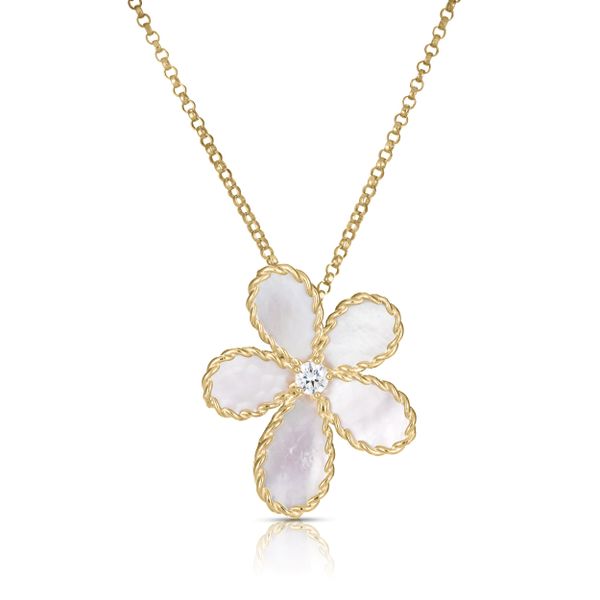 Roberto Coin Mother of Pearl and Diamond Necklace Flora Gems Decatur, IL