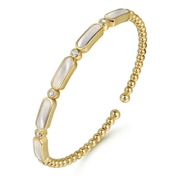 Mother of Pearl and Diamond Bangle Bracelet Image 2 Flora Gems Decatur, IL