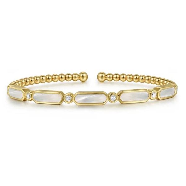 Mother of Pearl and Diamond Bangle Bracelet Flora Gems Decatur, IL
