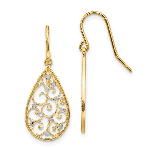 Gold Dangle Earrings Flora Gems Decatur, IL
