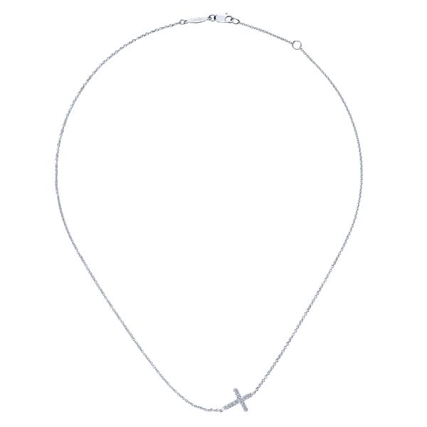 Sterling Silver and White Sapphire Cross Necklace Image 2 Flora Gems Decatur, IL