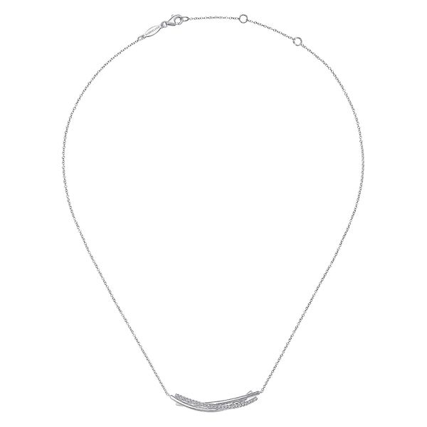 White Sapphire Curved Bar Necklace Image 2 Flora Gems Decatur, IL