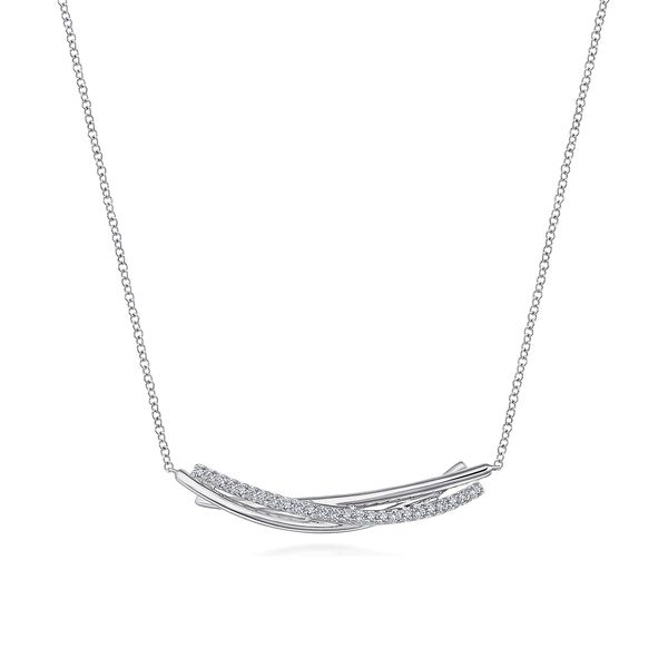 White Sapphire Curved Bar Necklace Flora Gems Decatur, IL