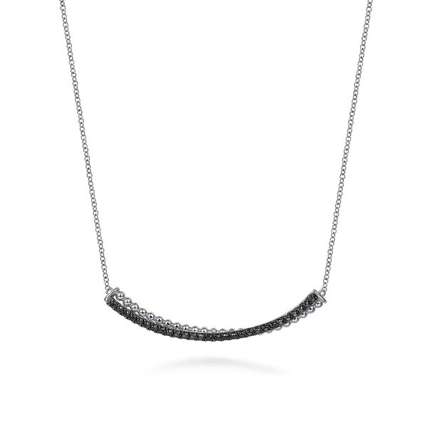 Sterling Silver and Black Spinel Bar Necklace Flora Gems Decatur, IL