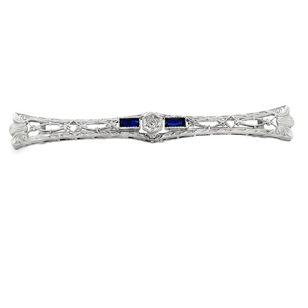 Estate - Sapphire and Diamond Brooch Flora Gems Decatur, IL