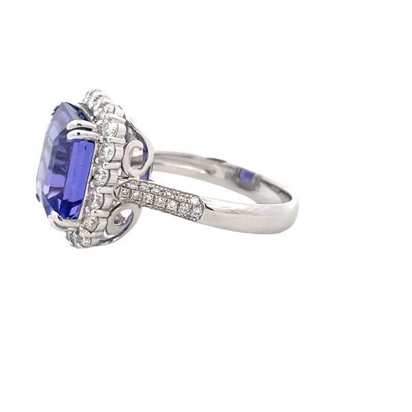 Estate - Tanzanite and Diamond Halo Ring Image 2 Flora Gems Decatur, IL