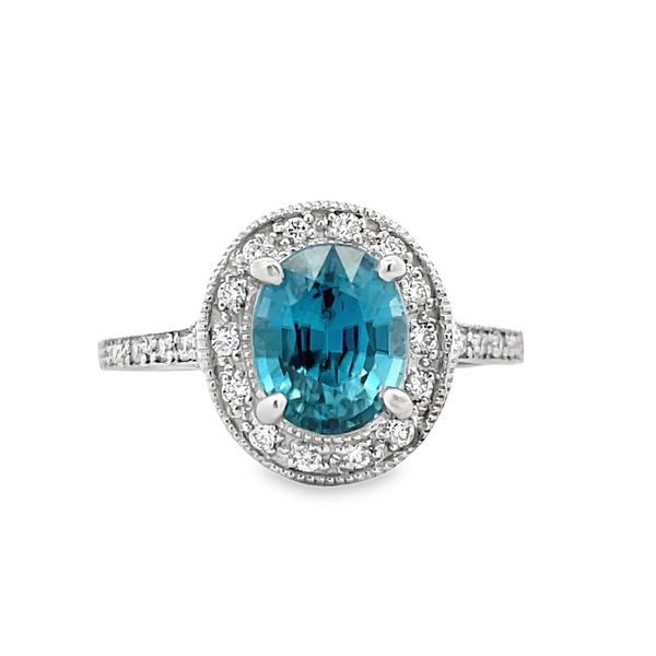 Estate - Blue Zircon and Diamond Ring Flora Gems Decatur, IL