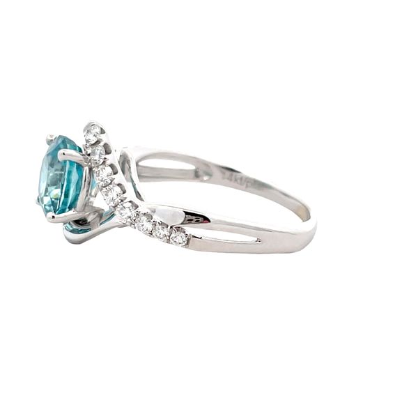Estate - Blue Zircon and Diamond Ring Image 2 Flora Gems Decatur, IL