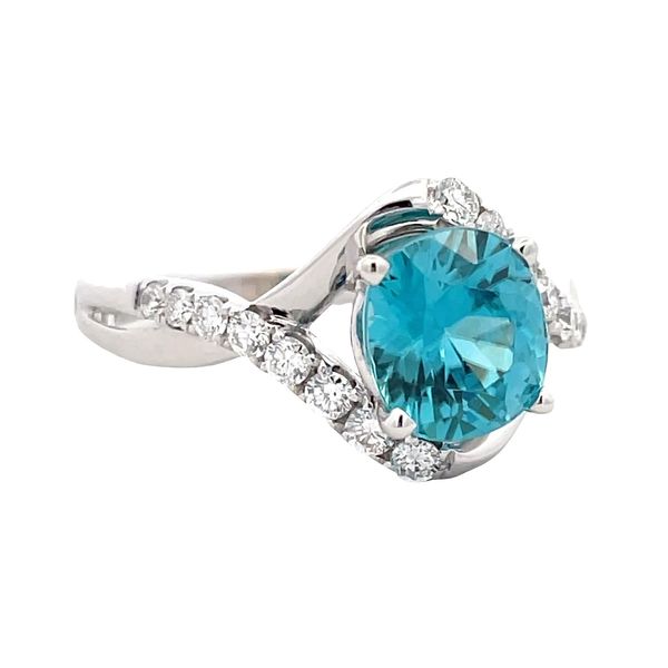 Estate - Blue Zircon and Diamond Ring Flora Gems Decatur, IL