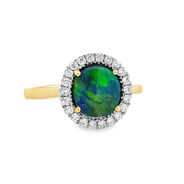 Estate - Black Opal and Diamond Ring Flora Gems Decatur, IL