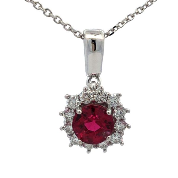 Estate - Red/Pink Spinel and Diamond Pendant Flora Gems Decatur, IL