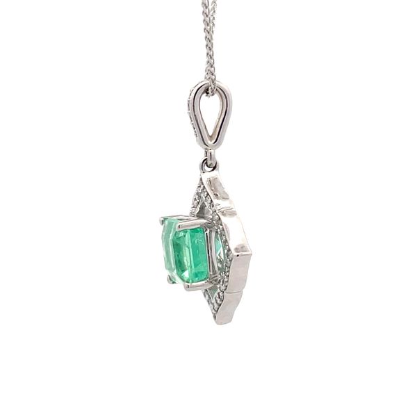 Estate - Emerald and Diamond Pendant Image 2 Flora Gems Decatur, IL