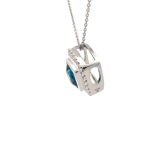Estate - Blue Zircon and Diamond Pendant Image 2 Flora Gems Decatur, IL