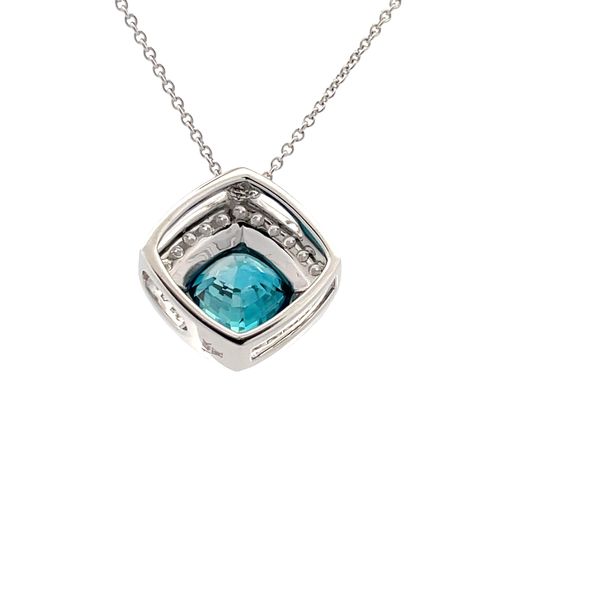 Estate - Blue Zircon and Diamond Pendant Image 3 Flora Gems Decatur, IL