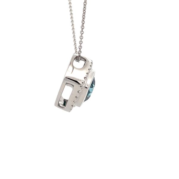 Estate - Blue Zircon and Diamond Pendant Image 4 Flora Gems Decatur, IL
