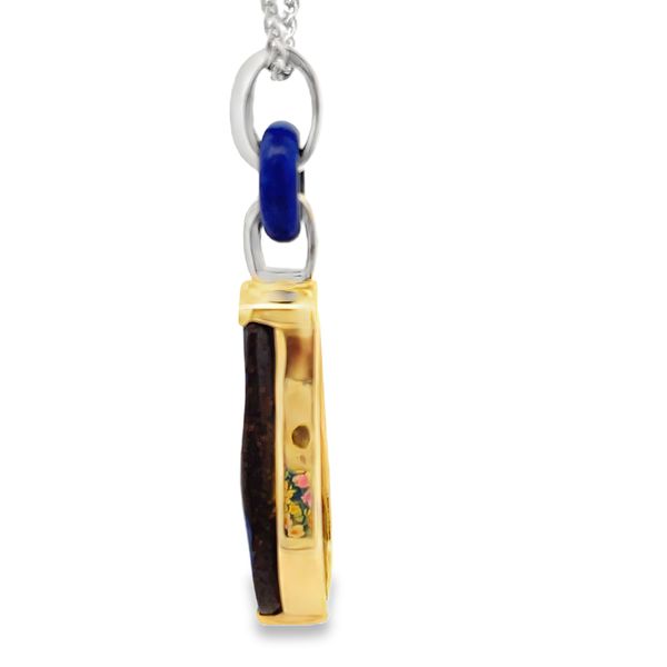 Estate - Boulder Opal, Lapis, and Diamond Pendant Image 2 Flora Gems Decatur, IL