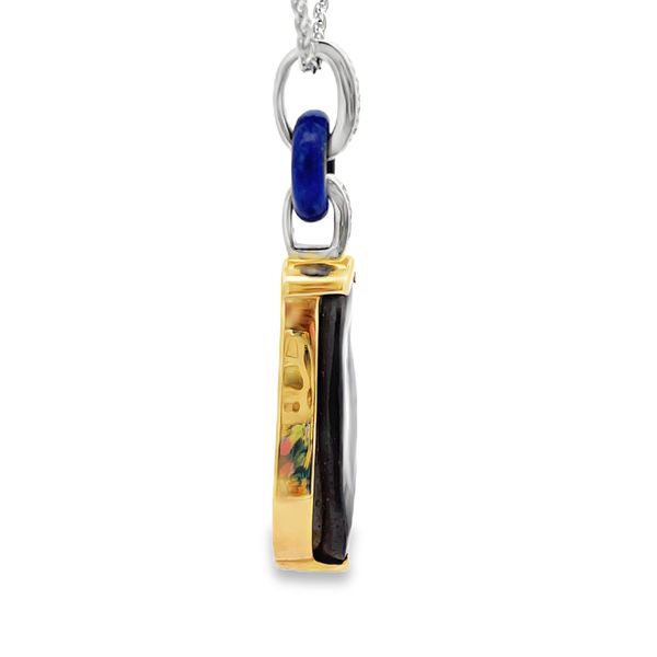 Estate - Boulder Opal, Lapis, and Diamond Pendant Image 4 Flora Gems Decatur, IL