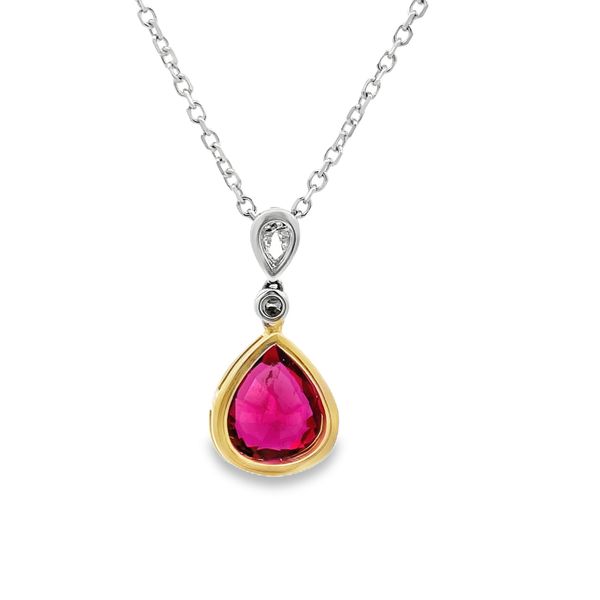 Estate - Pink Tourmaline and Diamond Pendant Image 3 Flora Gems Decatur, IL
