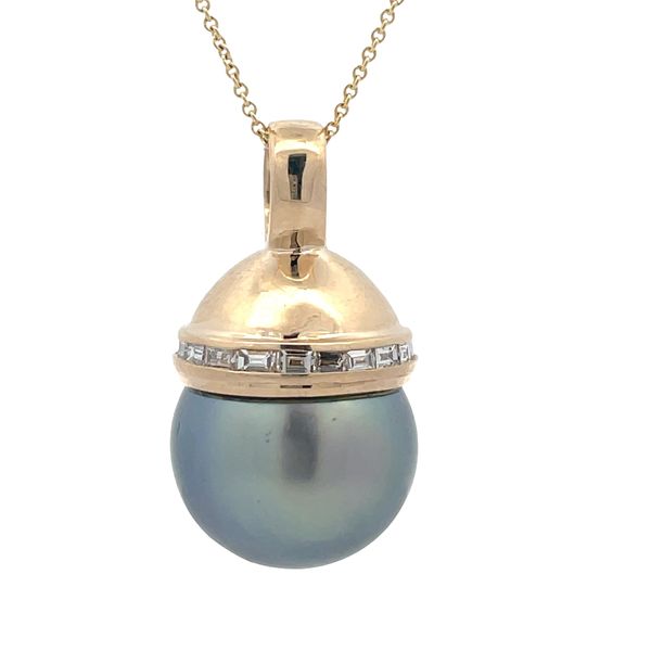 Estate - Tahitian Pearl and Diamond Pendant Image 3 Flora Gems Decatur, IL