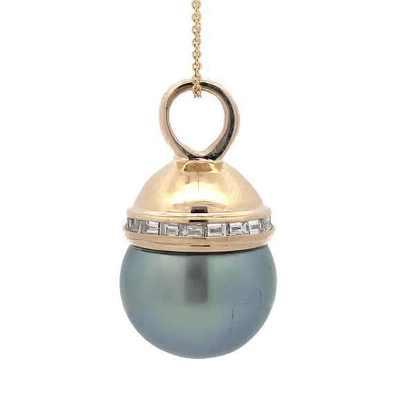 Estate - Tahitian Pearl and Diamond Pendant Image 4 Flora Gems Decatur, IL