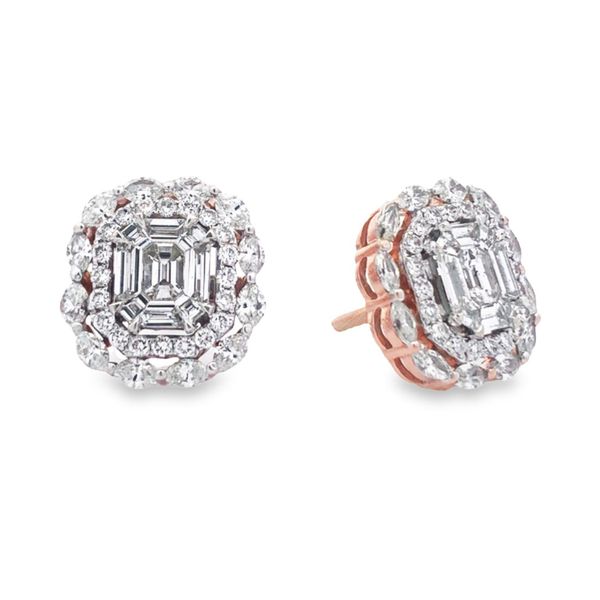 Estate - Diamond Cluster Earrings Flora Gems Decatur, IL