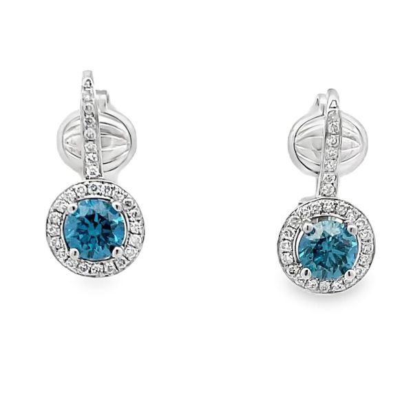 Estate - Irradiated Blue Diamond Earrings Flora Gems Decatur, IL