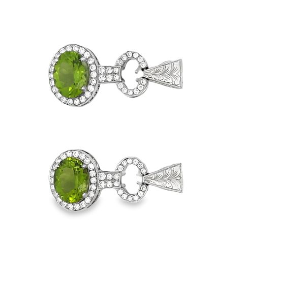 Estate - Peridot and Diamond Earrings Image 2 Flora Gems Decatur, IL