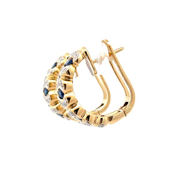 Estate - Diamond and Sapphire Hinged Hoop Earrings Image 2 Flora Gems Decatur, IL